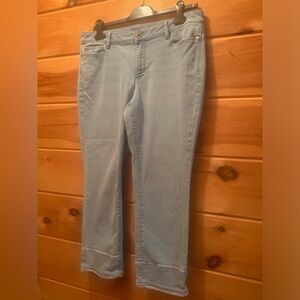 J.Jill - Authentic Fit Crop Pants Jeans with Fringe - Oxford Wash Blue size 10